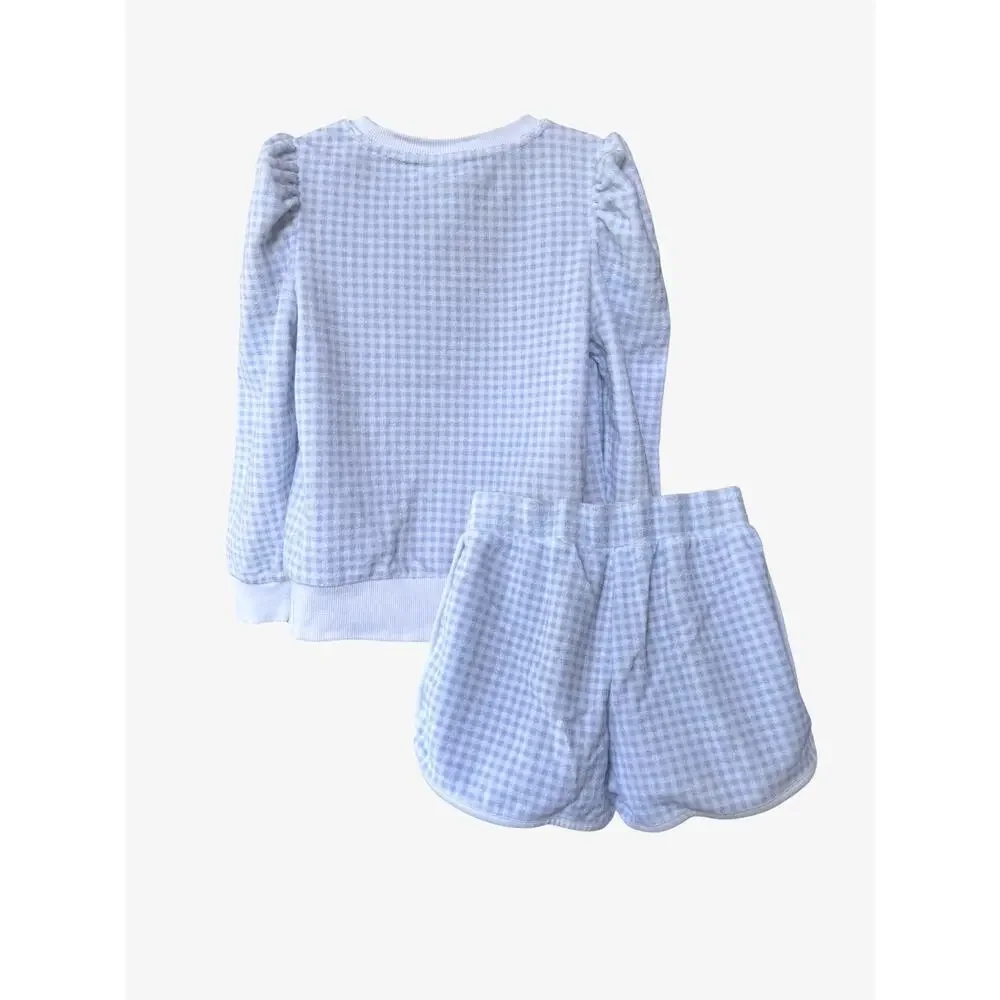 Janie and Jack Disney Mickey Mouse Gingham Sweatshirt and Shorts Set Size 5 Blue